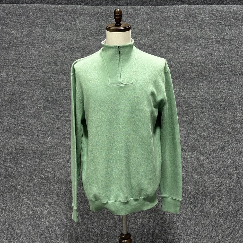 Kirkland Signature Sweater Mens Large Green 1/4 Zip Pullover Casual Lightweight